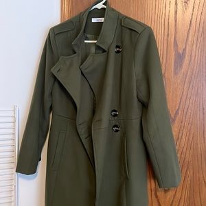JustFab medium olive green winter coat with pockets. Shin length on me (5’5”)